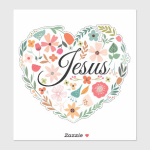 Jesus Boho Christian Heart Motif Inspirational Sticker