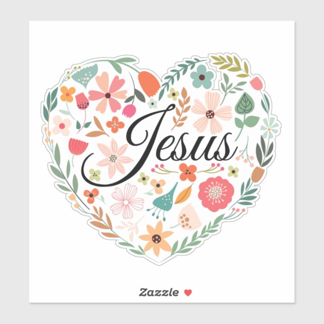 Jesus Boho Christian Heart Motif Inspirational  Sticker (Sheet)