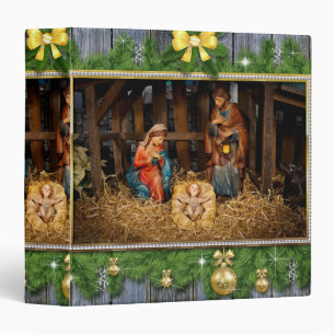 Jesus born manger 3 ring binder
