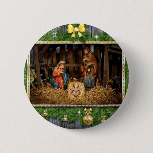 Jesus born manger button