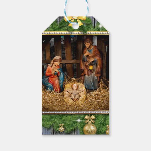 Jesus born manger gift tags (Front)