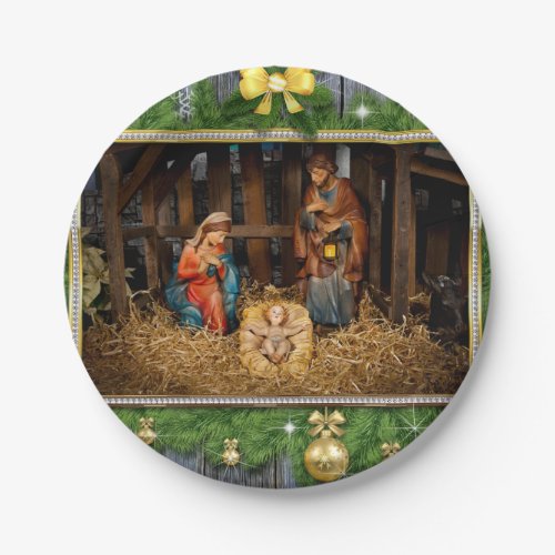 Jesus born manger paper plates