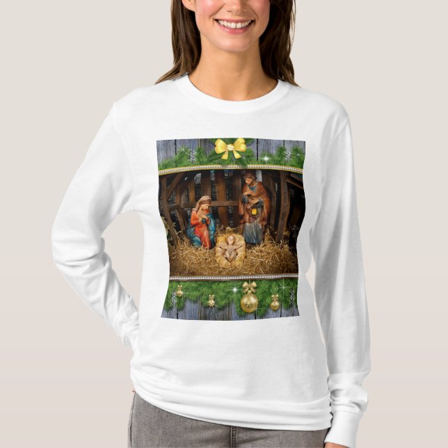 Jesus born manger T-Shirt (Front)