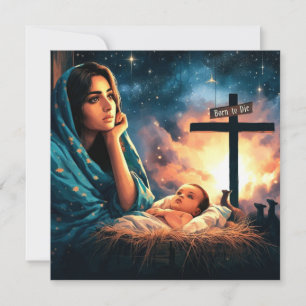 Jesus, Born to Die, Cross, Christmas, Christian  Holiday Card