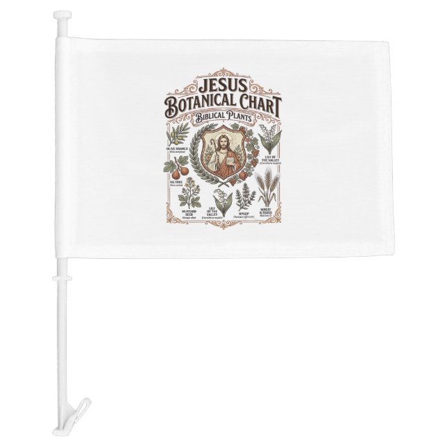 Jesus Botanical Chart Biblical Plants Jesus Botani Car Flag (Front)