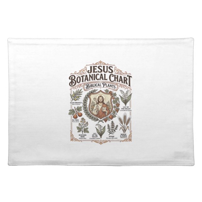 Jesus Botanical Chart Biblical Plants Jesus Botani Cloth Placemat (Front)