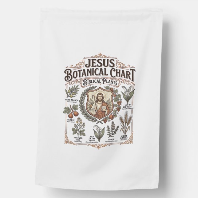 Jesus Botanical Chart Biblical Plants Jesus Botani House Flag (Front)