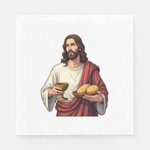 Jesus Bread Wine Vintage Engraving Tee 2 Napkins