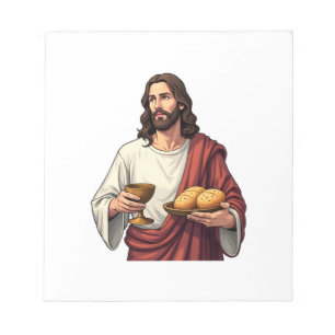 Jesus Bread Wine Vintage Engraving Tee 2 Notepad
