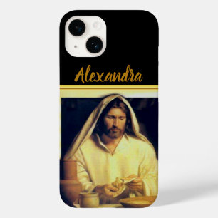 Jesus breaking bread Matthew 14-13 Gold stripe Case-Mate iPhone 14 Case