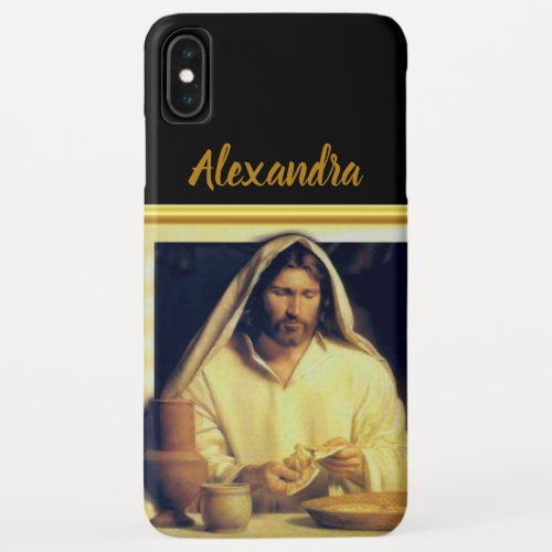 Jesus breaking bread Matthew 14_13 Gold stripe iPhone XS Max Case