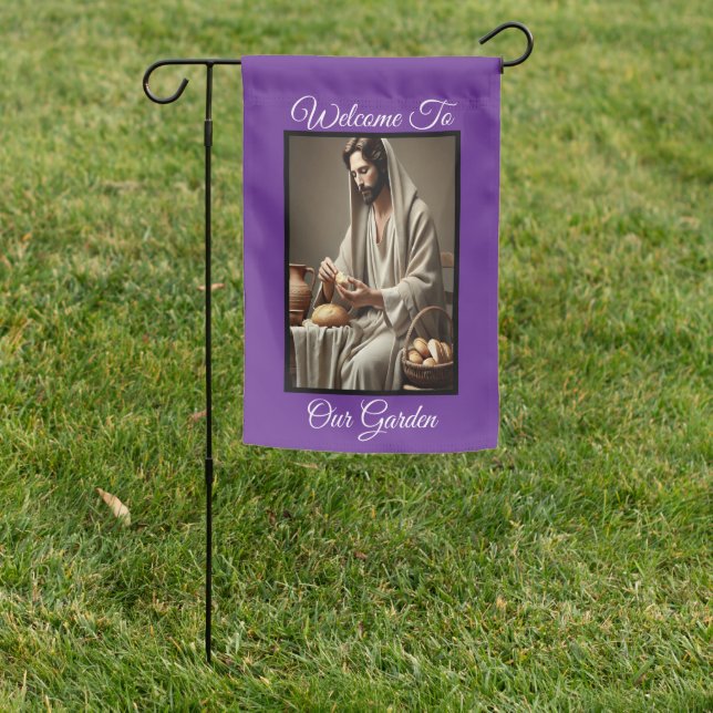 Jesus Breaking Bread Sacred Moment  Garden Flag (In SItu)