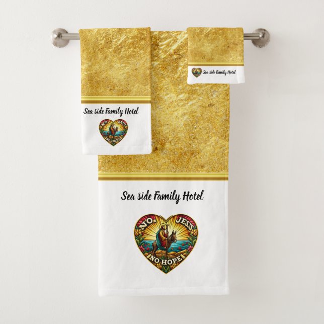 Jesus Brings Peace on Humble Donkey Bath Towel Set (Insitu)