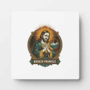 Jesus Broken Chip Stuck In Dip Bowl Party Humor_1 Plaque