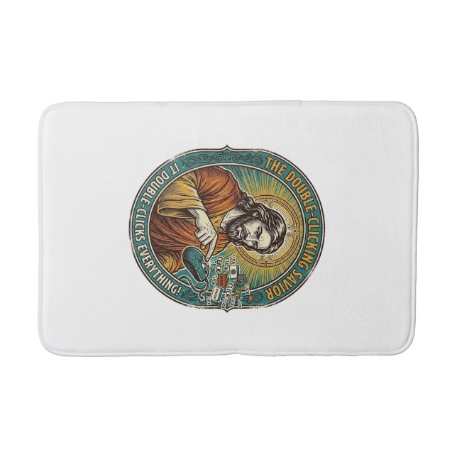 Jesus Broken Double Clicking Mouse IT Office Tech  Bath Mat (Front)