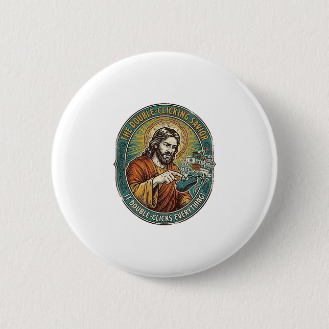Jesus Broken Double Clicking Mouse IT Office Tech  Button (Front)