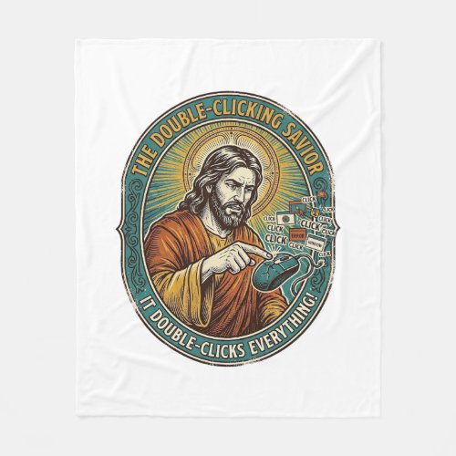 Jesus Broken Double Clicking Mouse IT Office Tech Fleece Blanket