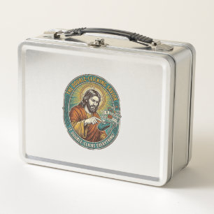 Jesus Broken Double Clicking Mouse IT Office Tech Metal Lunch Box