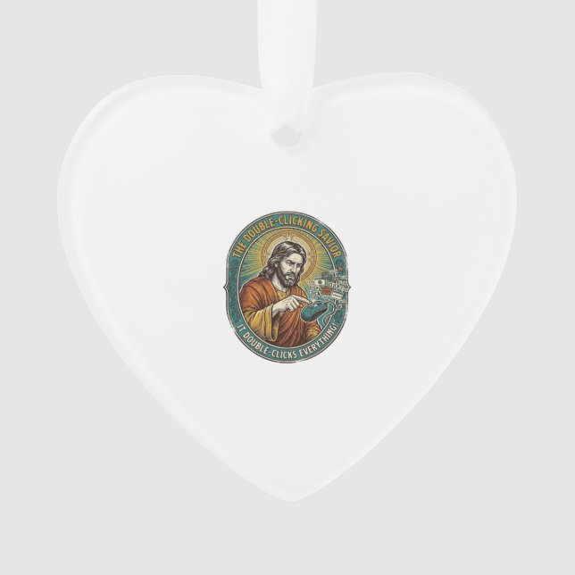Jesus Broken Double Clicking Mouse IT Office Tech  Ornament (Front)