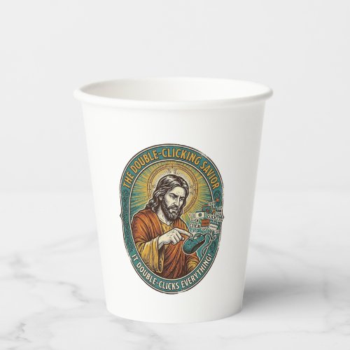 Jesus Broken Double Clicking Mouse IT Office Tech Paper Cups