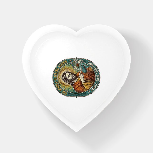 Jesus Broken Double Clicking Mouse IT Office Tech  Paperweight (Front)