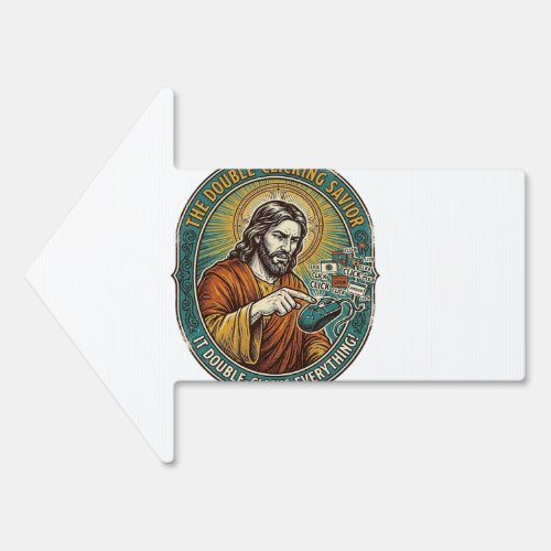 Jesus Broken Double Clicking Mouse IT Office Tech  Sign