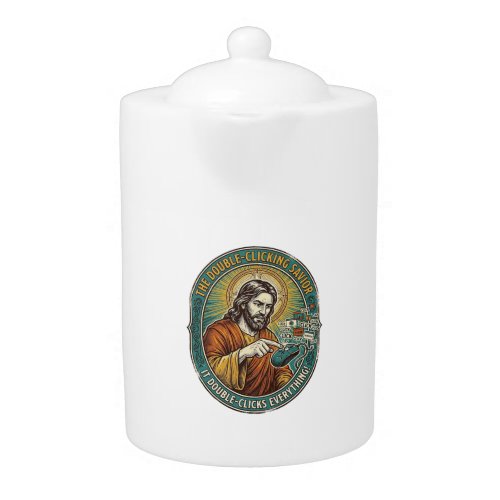 Jesus Broken Double Clicking Mouse IT Office Tech Teapot