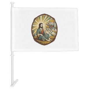 Jesus Broken Folding Chair Party Foul Clumsy Weigh Car Flag