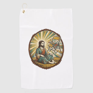 Jesus Broken Folding Chair Party Foul Clumsy Weigh Golf Towel