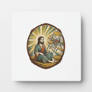 Jesus Broken Folding Chair Party Foul Clumsy Weigh Plaque
