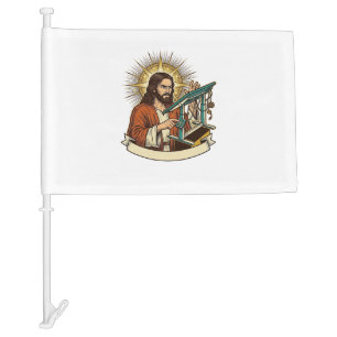 Jesus Broken Standing Desk Stuck Halfway Office Hu Car Flag