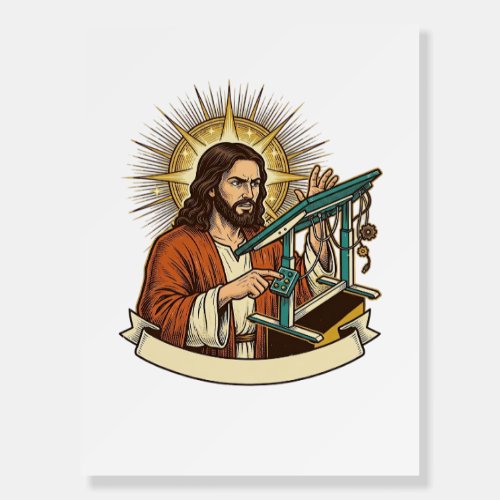 Jesus Broken Standing Desk Stuck Halfway Office Hu Foam Board