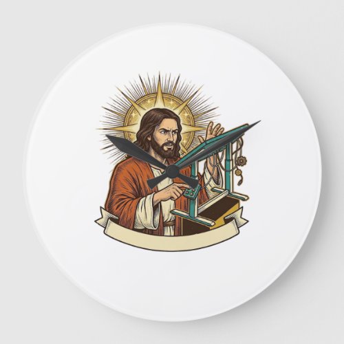 Jesus Broken Standing Desk Stuck Halfway Office Hu Large Clock