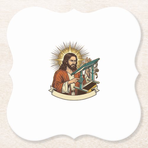 Jesus Broken Standing Desk Stuck Halfway Office Hu Paper Coaster