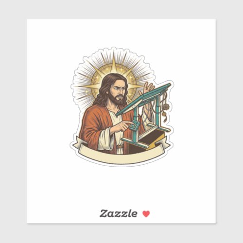 Jesus Broken Standing Desk Stuck Halfway Office Hu Sticker