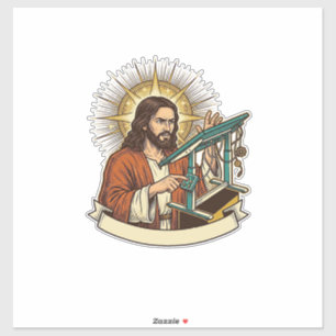 Jesus Broken Standing Desk Stuck Halfway Office Hu Sticker