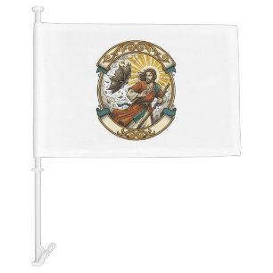 Jesus Broken Umbrella Blown Inside Out Windy Storm Car Flag