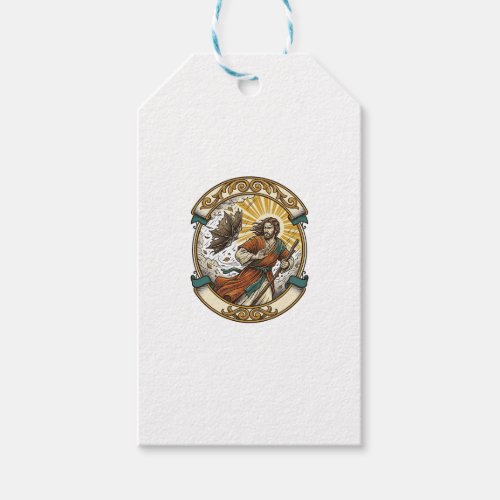 Jesus Broken Umbrella Blown Inside Out Windy Storm Gift Tags