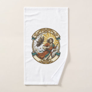 Jesus Broken Umbrella Blown Inside Out Windy Storm Hand Towel