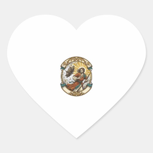 Jesus Broken Umbrella Blown Inside Out Windy Storm Heart Sticker