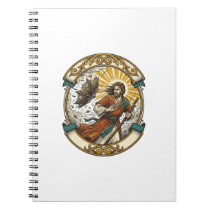 Jesus Broken Umbrella Blown Inside Out Windy Storm Notebook