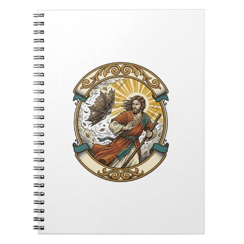 Jesus Broken Umbrella Blown Inside Out Windy Storm Notebook