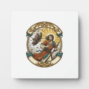 Jesus Broken Umbrella Blown Inside Out Windy Storm Plaque