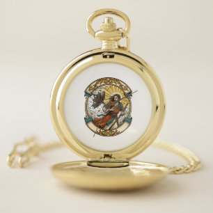 Jesus Broken Umbrella Blown Inside Out Windy Storm Pocket Watch