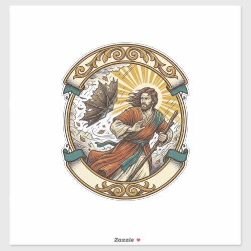 Jesus Broken Umbrella Blown Inside Out Windy Storm Sticker