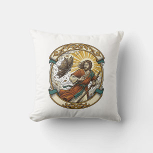 Jesus Broken Umbrella Blown Inside Out Windy Storm Throw Pillow