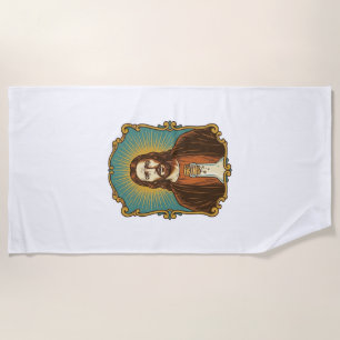 Jesus Broken Wine Cork Stuck Bottle Sommelier Part Beach Towel