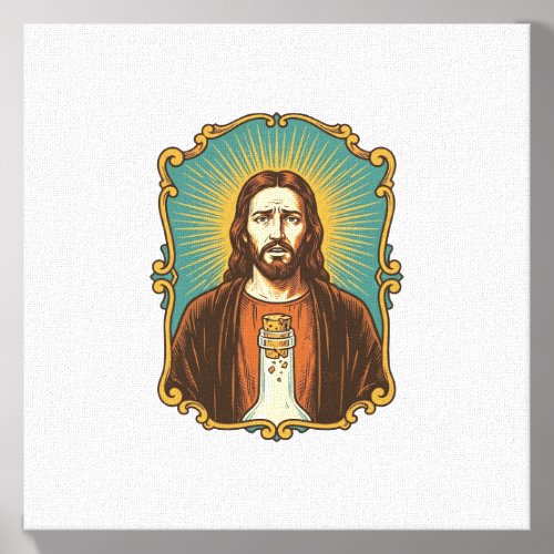 Jesus Broken Wine Cork Stuck Bottle Sommelier Part Canvas Photo Tile