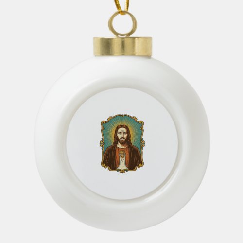 Jesus Broken Wine Cork Stuck Bottle Sommelier Part Ceramic Ball Christmas Ornament