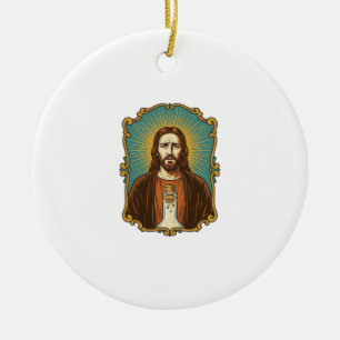 Jesus Broken Wine Cork Stuck Bottle Sommelier Part Ceramic Ornament